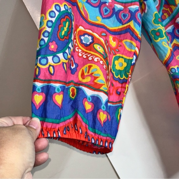 Talbots Women’s MP Boho PaisleyTop Tassels V-neck Multicoloured Festival Cotton - Picture 6 of 7